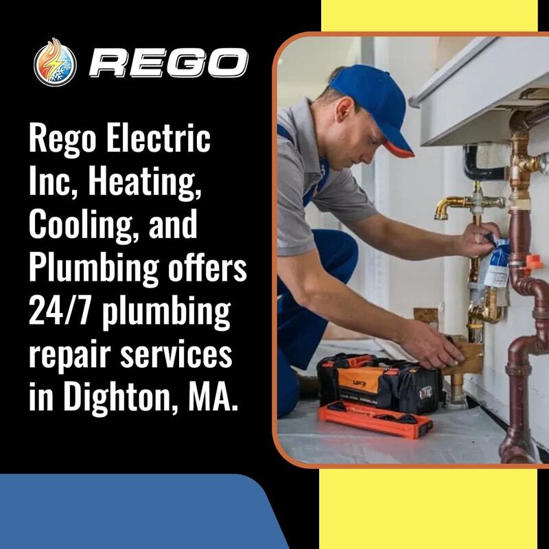 A professional plumber from Rego Electric Inc performing 24/7 plumbing repair services on residential copper piping in Dighton, MA.