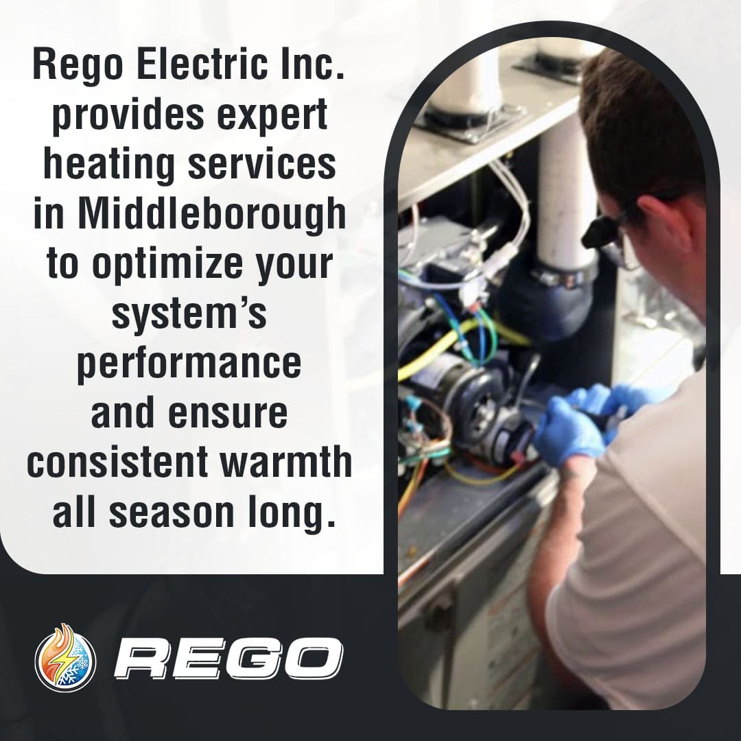 Technician repairing a furnace to improve heating system performance in Middleborough MA.
